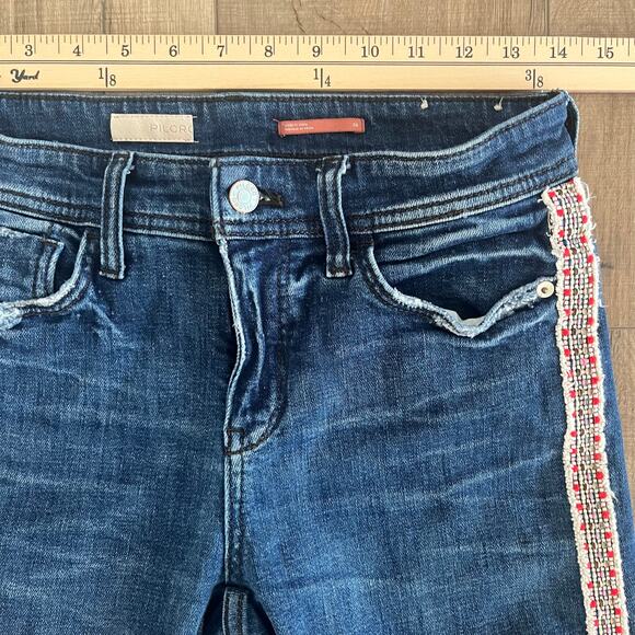 Pilcro Slim Boyfriend Crop Jeans Size 26 Embroidered Side Stripe Anthropologie - Picture 12 of 14